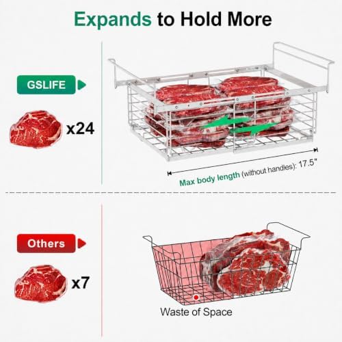 GSlife Freezer Organizer Bins - Hanging Baskets for Storage, 2 Pack