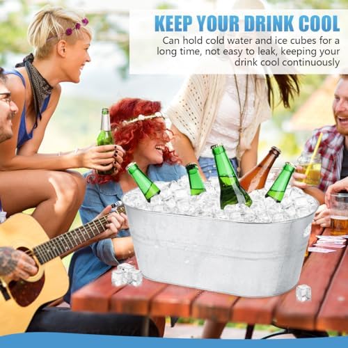 OBTANIM 4 Pack 4 Gallon Galvanized Ice Buckets Metal Champagne Drink