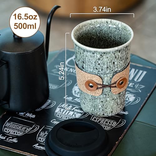 Ceramic Coffee Travel Mug Tea Cups with Lids, Travel Coffee Tumbler