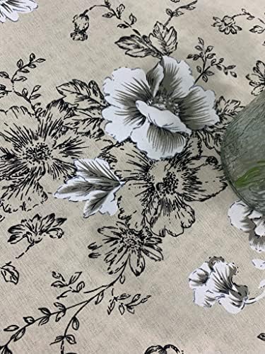 F-CHU Floral Round Tablecloth 60 Inch Cotton Linen Table Cloth with