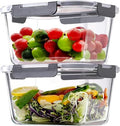 2-Pack 85 oz Large Glass Food Storage Containers with Lids