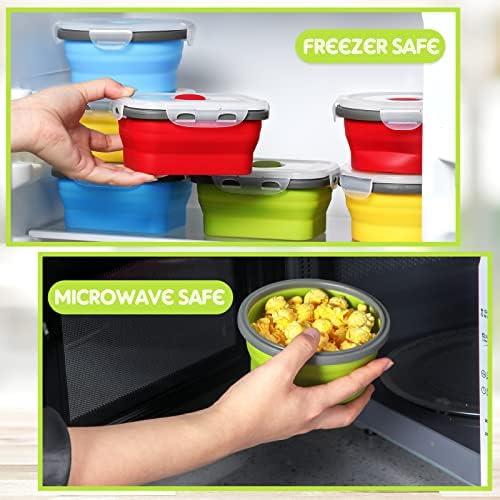 8 Pcs Small Silicone Collapsible Food Storage Containers with Airtight