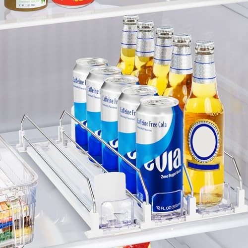Drink Organizer for Fridge, 3 Row, Depth 15.3inch x Wide 9.9inch