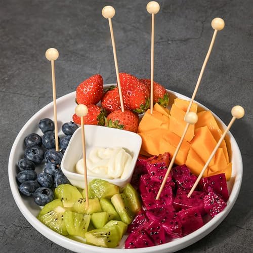 300Pcs Fancy Toothpicks for Appetizers,4.7Inch Wooden Ball Cocktail