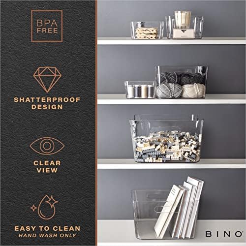 BINO | Plastic Storage Bins, Large - 2 Pack, Clear | THE SOHO COLLECTION | Pantry Organizers and Storage Containers | Fridge Organizer Bins | Kitchen Cabinet Organizer | Medicine Cabinet Bin