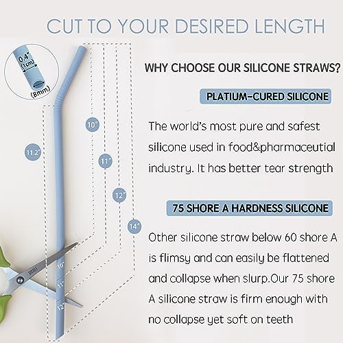 Pastel Color 14” Extra Long Silicone Replacement Straw for 40 oz