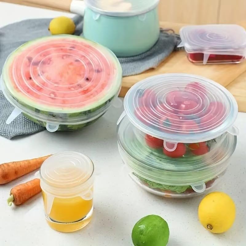 Silicone Stretch Lids, 6 Pack, White