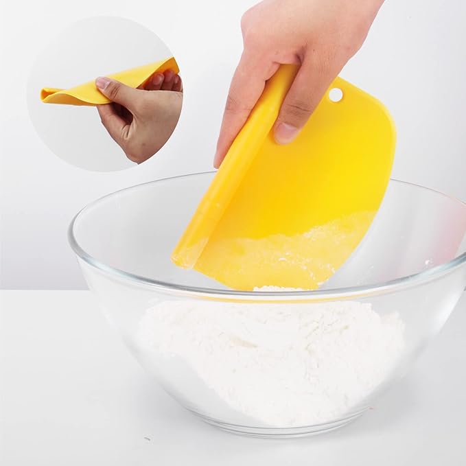 Suanyok Bench Scraper-Stainless Steel Dough Scraper and Flexible Plastic Bowl - Image 4