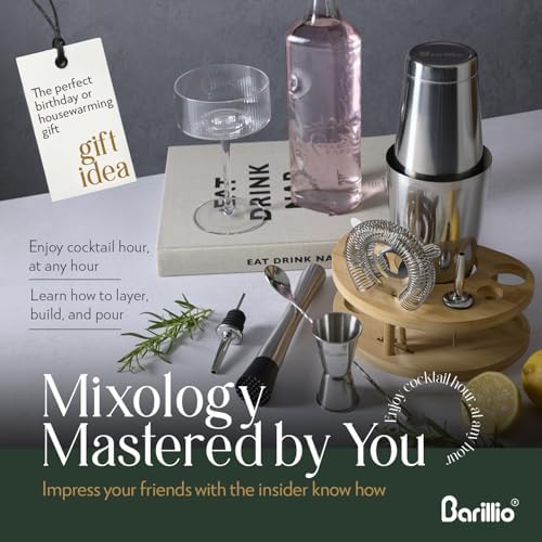 Barillio Elite Mixology Bartender Kit with Stand - Cocktail Shaker Set