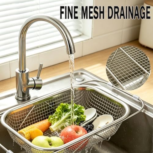 Stainless Steel Telescopic Drainer Basket Expandable Over Sink