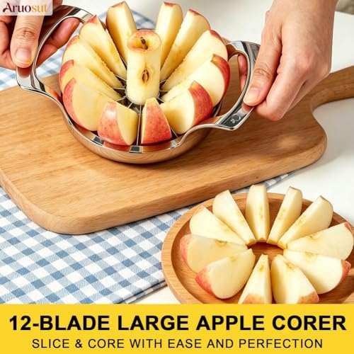 Apple Slicer, 12 Blade Extra Large Stainless Steel Apple Cutter, Heavy