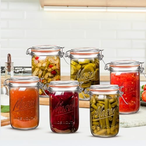24oz Wide Mouth Mason Jars, 6 Pack