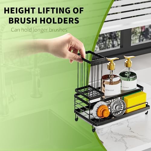 Cisily Kitchen Sink Caddy Organizer with Dish Brush Holder