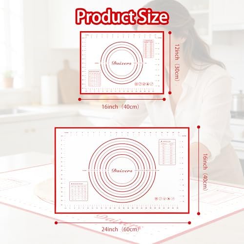 Silicone Baking Mats Set of 2, 24 x 16 and 16 x 12 Inch