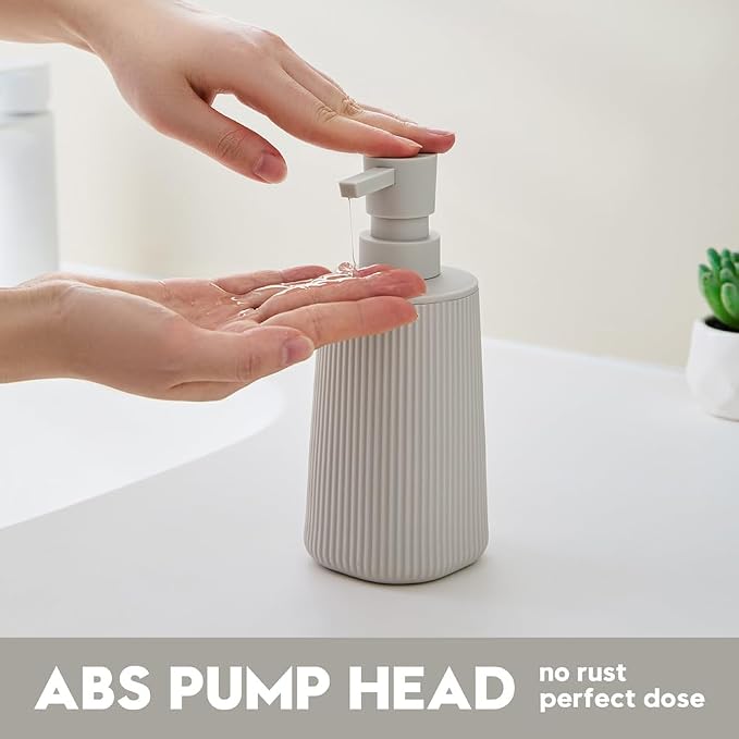 Small Soap Dispenser for Bathroom and Kitchen, Modern Farmhouse Striped Style - Image 3