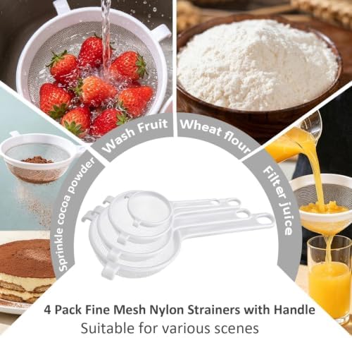 4 Pcs Plastic Nylon Fine Mesh Strainer Set