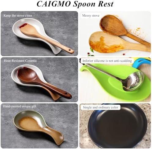Spoon Rest for Stove Top, Heat Resistant Ceramic Utensil Rest for
