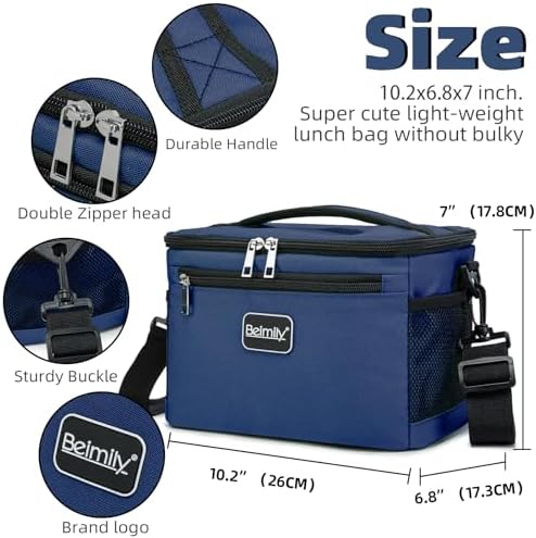 BEIMILY Lunch Box for Men/Women,Small Insulated Lunch Bag,Reusable