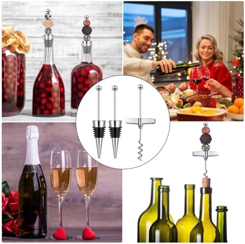 Hushee 40 Pcs Beadable Wine Stoppers with Travel Corkscrew Set