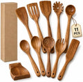 11-Piece Teak Wood Kitchen Utensil Set