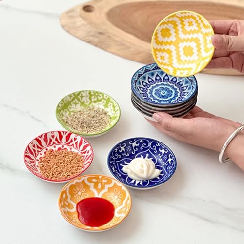 6 Pcs Ceramic Dipping Sauce Bowls, 3 oz Sauce Dishes Soy Sauce