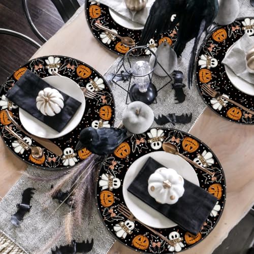 Artoid Mode Ghost Cat Halloween Round Placemats Set of 6-14 Inch
