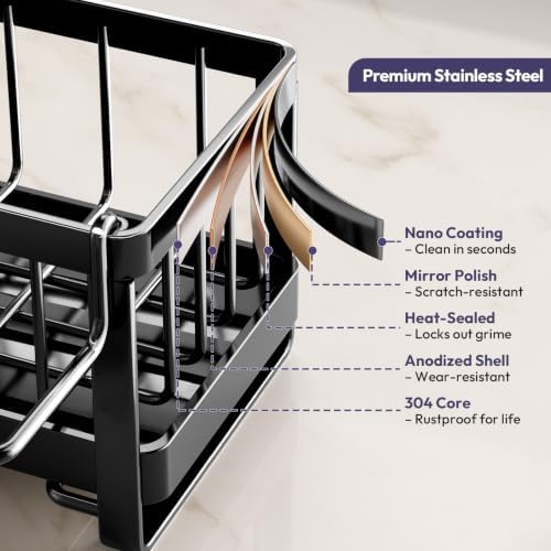 SWTYMIKI Stainless Steel Sink Caddy, Black