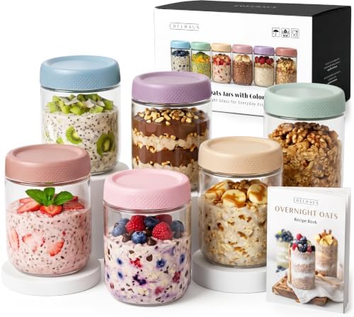 EDELHAUS Glass Overnight Oats Containers with Lids
