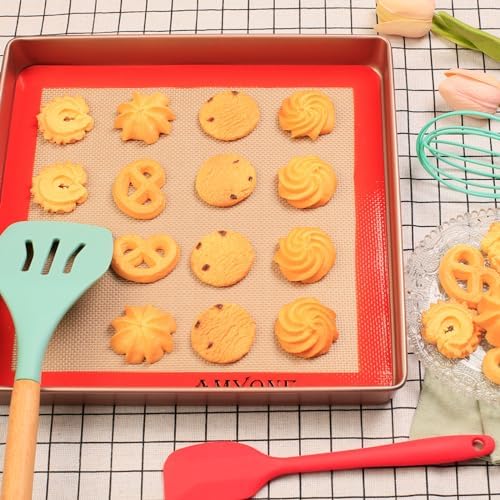 AMYONE 11x11 Silicone Baking Mat, Square Air Fryer Liner, Platinum