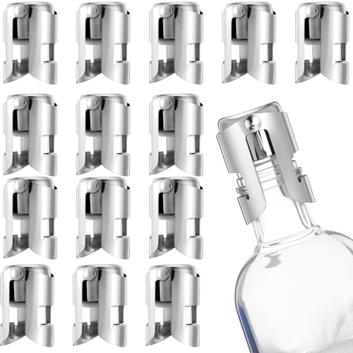 15 Pack Stainless Steel Champagne Stoppers, Reusable Sealer Keeps