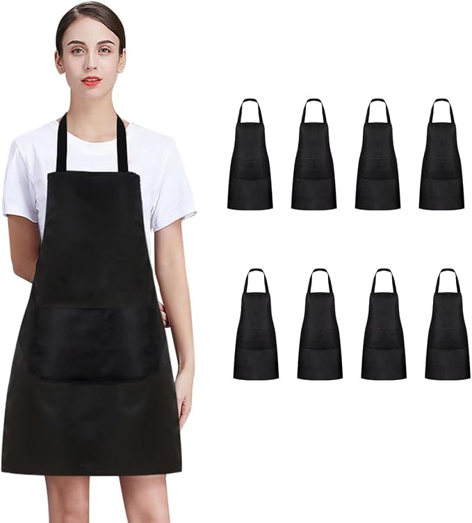 8/12/24 Pack Plain Bib Aprons Bulk, Unisex Apron by NYMMOATA
