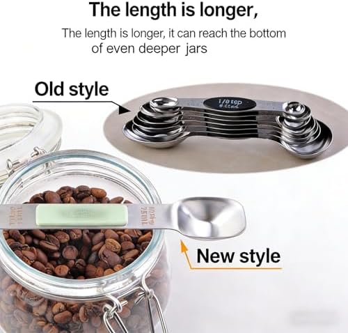 Stainless Steel Magnetic Measuring Spoon Set of 5 with,Metal Teaspoon