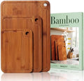 Deep-Carbonized Wood Cutting Board Set, HKKZYT 3 Pack Bamboo Chopping