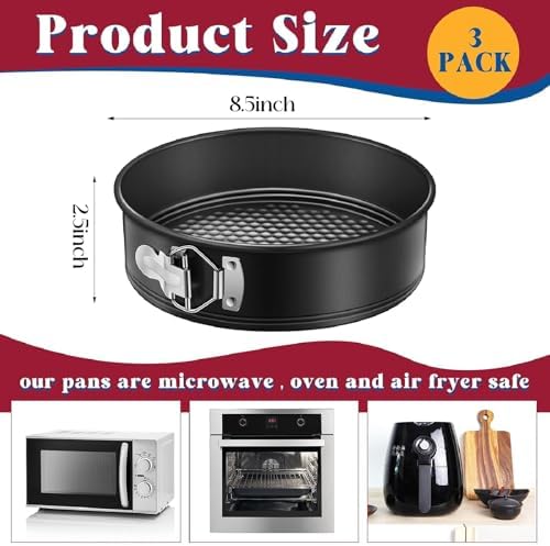 Pickmesh 3 Pcs Nonstick Springform Pan Set, 150 Pcs Parchment Liners