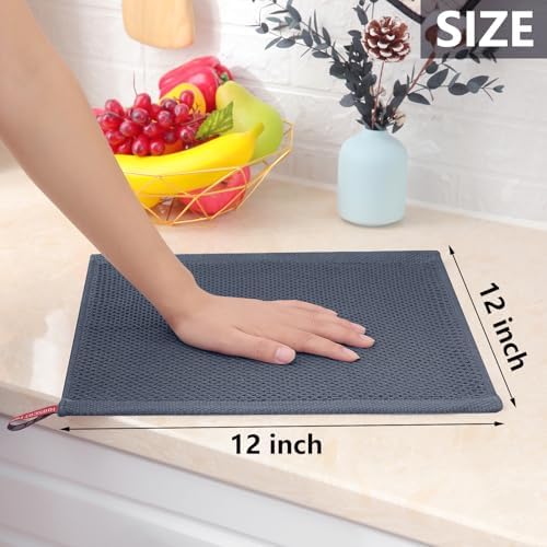 Homaxy 100% Cotton Waffle Weave Kitchen Dish Cloths 10-Pack, Dark Grey