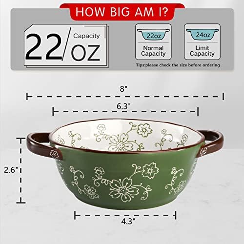 AVLA 4 Pack Ceramic Soup Bowls, 22 Ounces Porcelain Serving Bowl Set