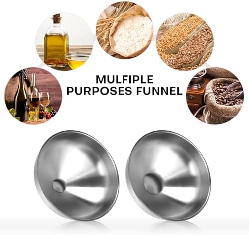 2 Pack Stainless Steel Kitchen Funnel Set, Filling Funnels
