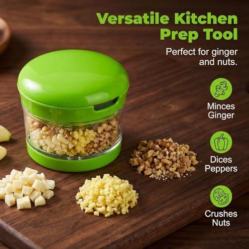 Garlic Mincer and Chopper, Manual Crusher with Stainless Steel Blades