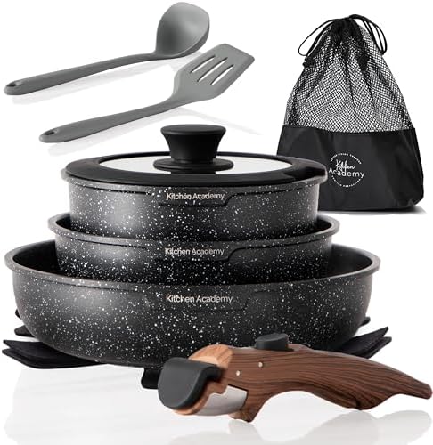 Kitchen Academy Removable Handle Induction Pots and Pans Set