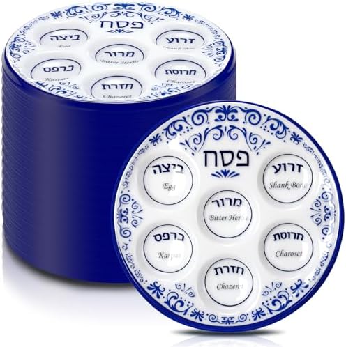 Newtay 24 Pcs Passover Seder Plate Plastic 10" Disposable Plates