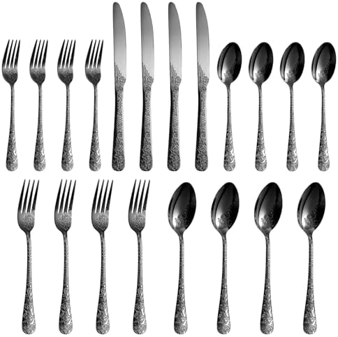 Silverware Set,20-Piece Stainless Steel Flatware Set for 4,Food-Grade