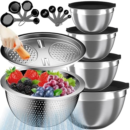 Nicdiet Mixing Bowls with Lids Set, 16PCS Stainless Steel Mixing