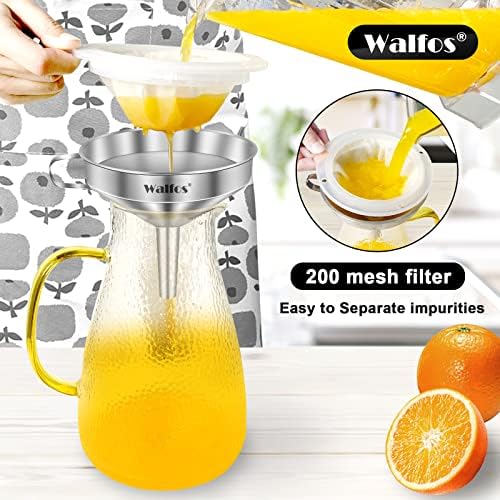 Walfos 3Pcs Kitchen Funnel with 2 Removable Strainer & 1 Cleaning
