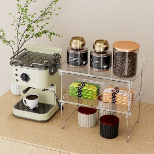 STARLATTA 2 Pcs Cabinet Organizer Shelf, Stackable Kitchen Counter
