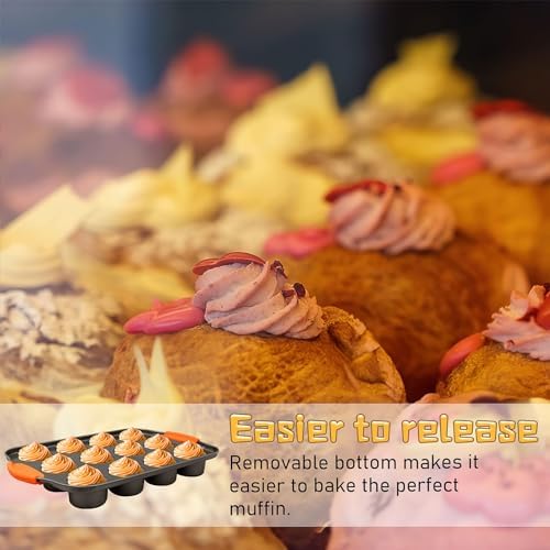 3 Pack Mini Cheesecake Pan with Removable Bottom, 12-Cup Non-Stick