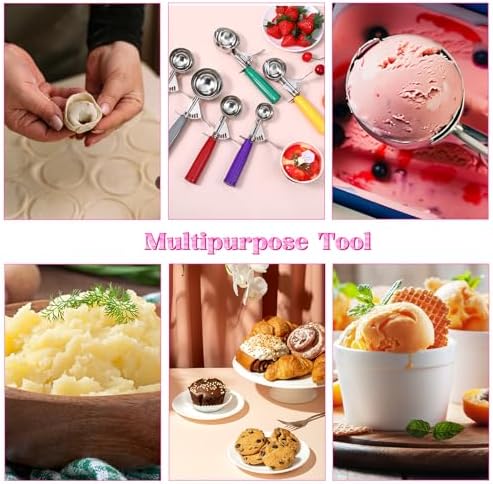 Yuanchu 6 Pcs Ice Cream Scoops, Cookie Scoops for Baking Stainless