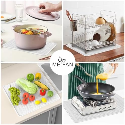 ME.FAN Silicone Dish Drying Mat for Kitchen Counter, Dish Drying Pad