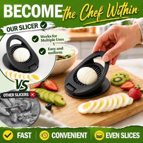 NOVANO Stainless Steel Wire Egg Cutter, Hard Boiled Egg Slicing