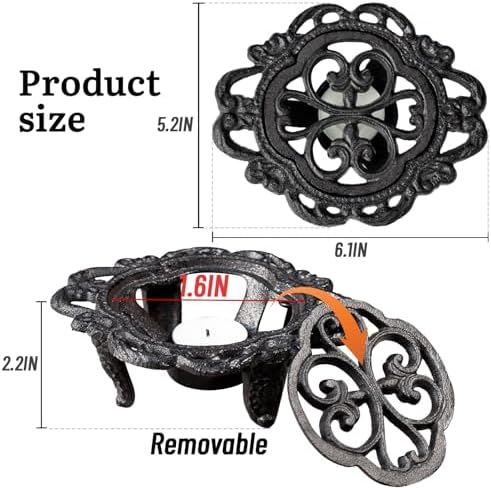 6.1 Inches Cast Iron Teapot Warmer Dish Cups Trivet,Flower-Shaped
