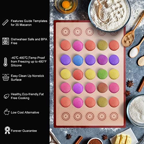 Macaron Silicone Baking Mats, No Stick and Easy Clean Reusable